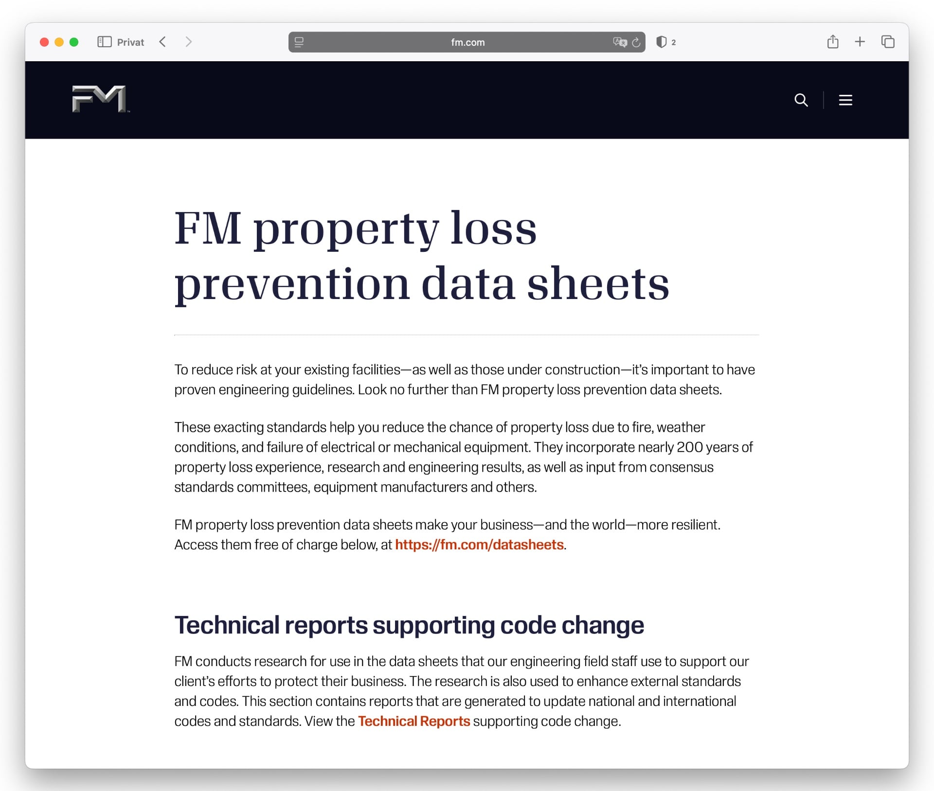 FM Global Data Sheet 3-2 kostenlos herunterladen
